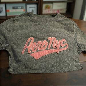 โงโหโฎ เผโง Embroidered Y2K Retro Classic Aero NYC Olive and Pink T-Shirt